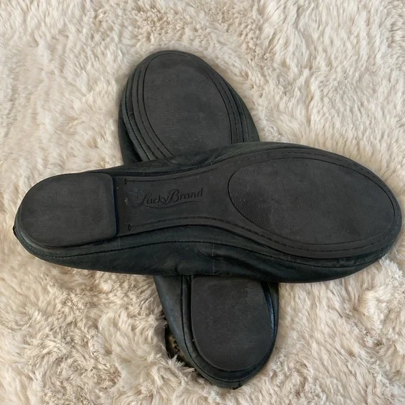 LUCKY BRAND black leather flats, good condition size 8 - Picture 8 of 8
